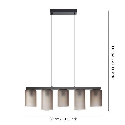 Eglo - Pakabinamas sietynas COLOMERA 5xE27/40W/230V pilka