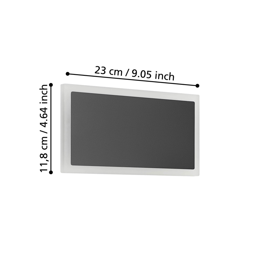 Eglo - LED sieninis šviestuvas LED/12W/230V 3000K 12x23 cm juoda