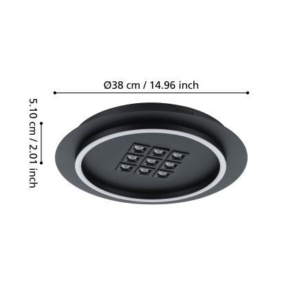 Eglo - LED Pritemdomas lubinis šviestuvas LED/21,4W/230V 2700-6500K juoda + nuotolinio valdymo pultas