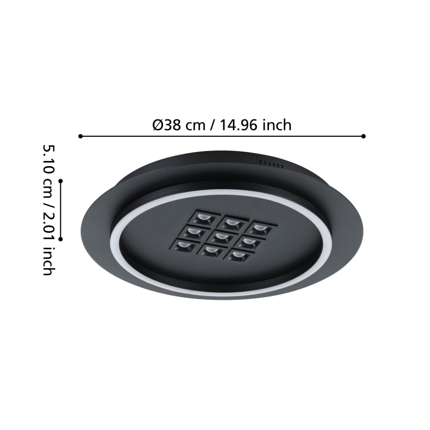 Eglo - LED Pritemdomas lubinis šviestuvas LED/21,4W/230V 2700-6500K juoda + nuotolinio valdymo pultas
