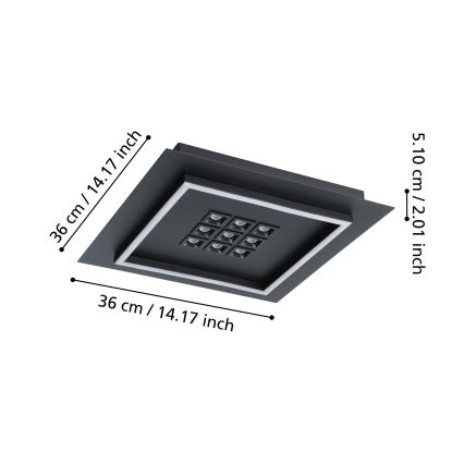 Eglo - LED Pritemdomas lubinis šviestuvas LED/21,4W/230V 2700-6500K juoda + nuotolinio valdymo pultas
