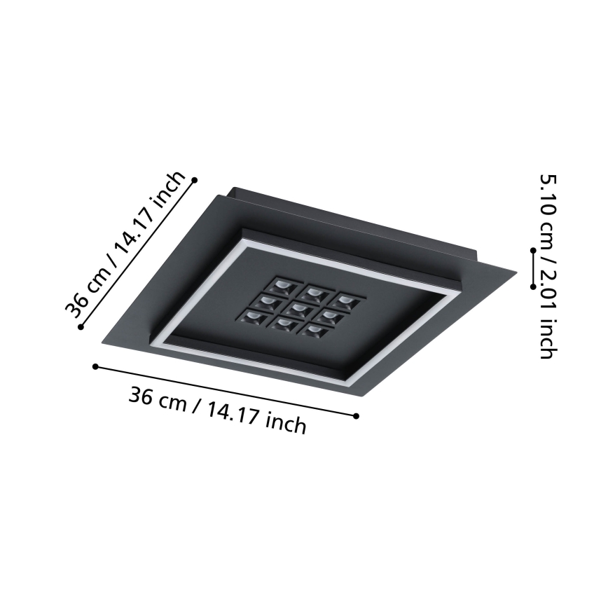 Eglo - LED Pritemdomas lubinis šviestuvas LED/21,4W/230V 2700-6500K juoda + nuotolinio valdymo pultas