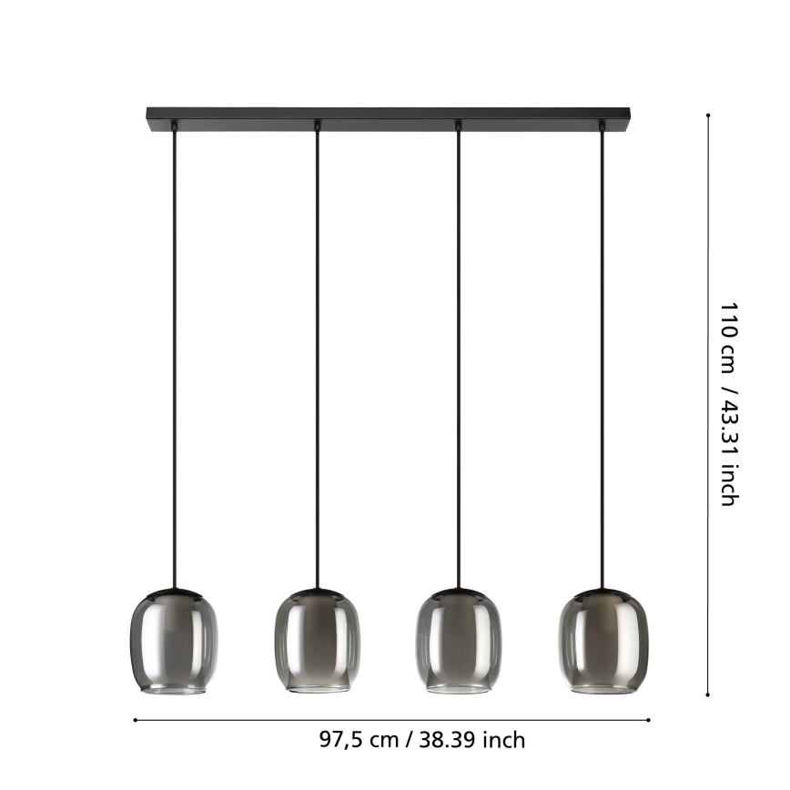 Eglo - Pakabinamas sietynas 4xE27/28W/230V pilka
