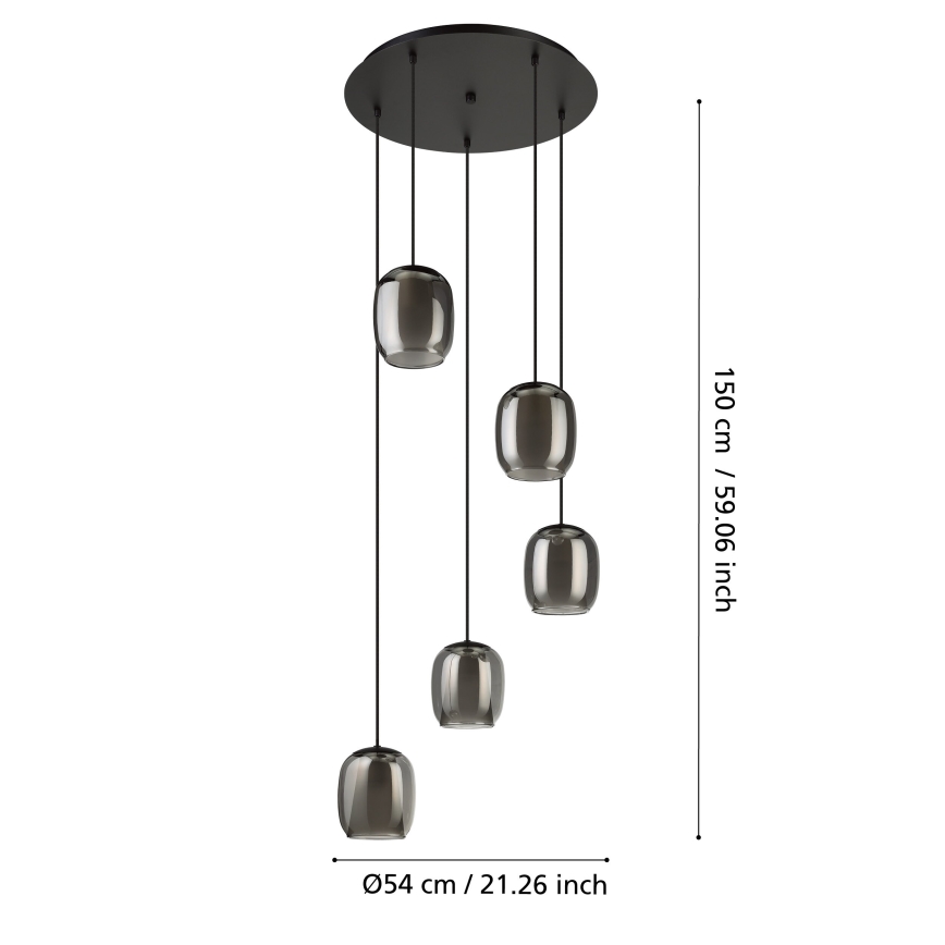 Eglo - Pakabinamas sietynas 5xE27/28W/230V pilka