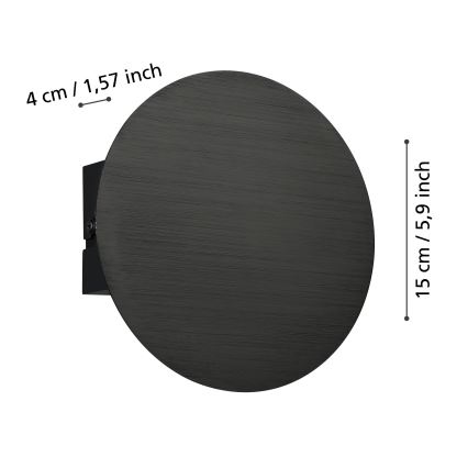 Eglo - LED sieninis šviestuvas LED/4W/230V 3000K juoda