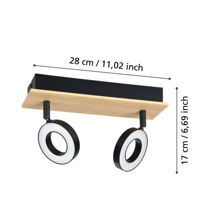 Eglo - LED taškinis šviestuvas 2xLED/4,2W/230V juoda/ruda