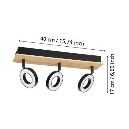 Eglo - LED taškinis šviestuvas 3xLED/4,2W/230V juoda/ruda