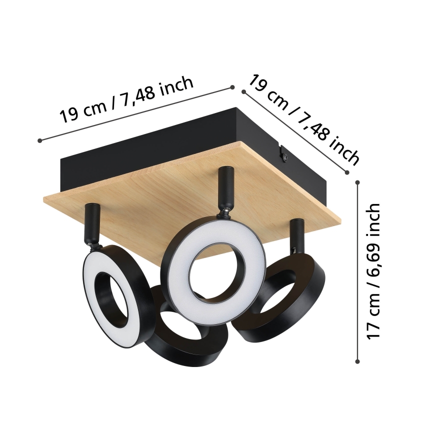 Eglo - LED taškinis šviestuvas 4xLED/4,2W/230V juoda/ruda