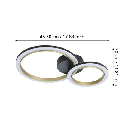 Eglo - LED Pritemdomas lubinis šviestuvas LED/12W/230V 4000K juoda/auksas