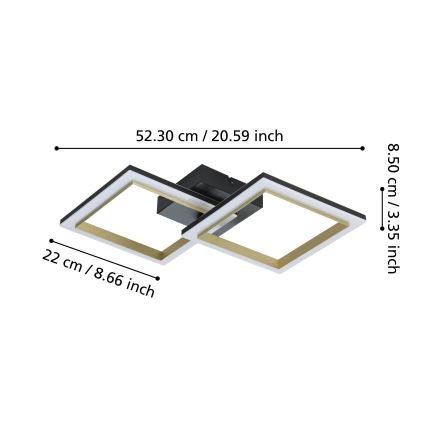 Eglo - LED Pritemdomas lubinis šviestuvas LED/18,4W/230V 4000K juoda/auksas