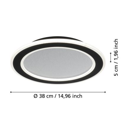 Eglo - LED Pritemdomas lubinis šviestuvas LED/20W/230V 2700-6500K juoda + nuotolinio valdymo pultas