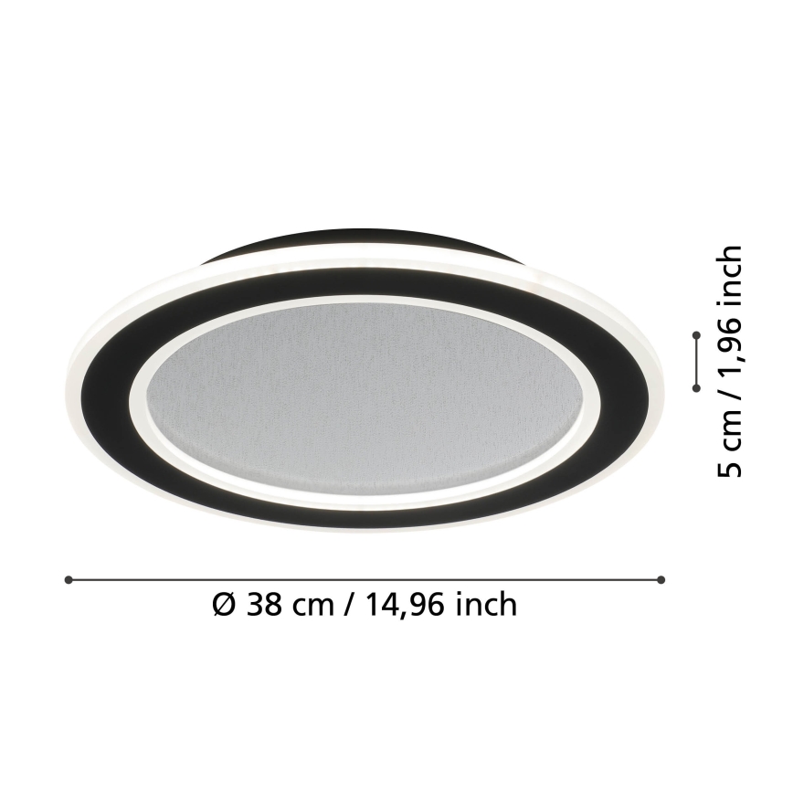 Eglo - LED Pritemdomas lubinis šviestuvas LED/20W/230V 2700-6500K juoda + nuotolinio valdymo pultas