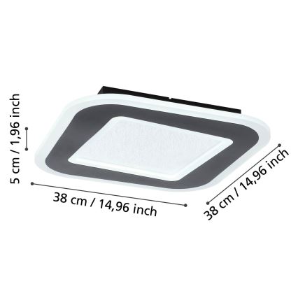 Eglo - LED Pritemdomas lubinis šviestuvas LED/20W/230V 2700-6500K juoda + nuotolinio valdymo pultas