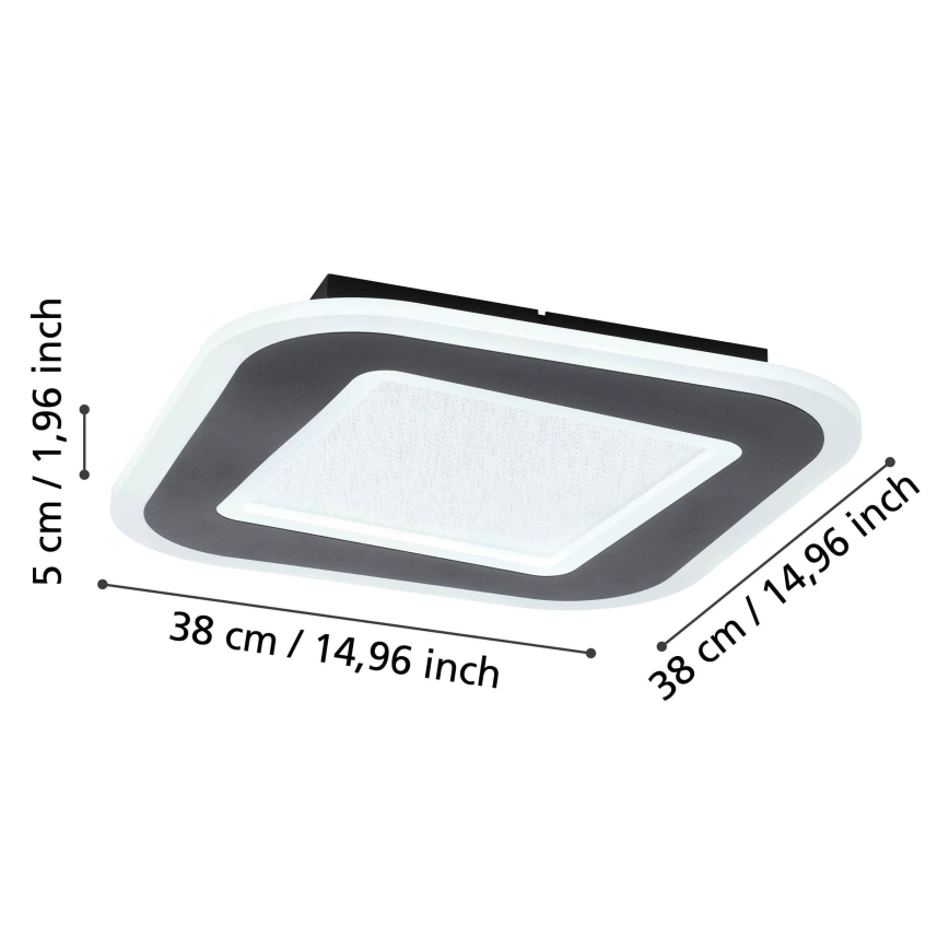 Eglo - LED Pritemdomas lubinis šviestuvas LED/20W/230V 2700-6500K juoda + nuotolinio valdymo pultas