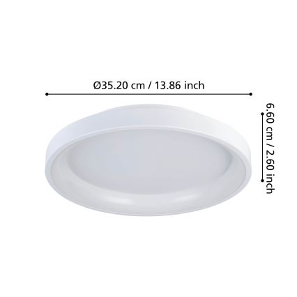 Eglo - LED Pritemdomas lubinis šviestuvas LED/12W/230V 2700-6500K balta + nuotolinio valdymo pultas