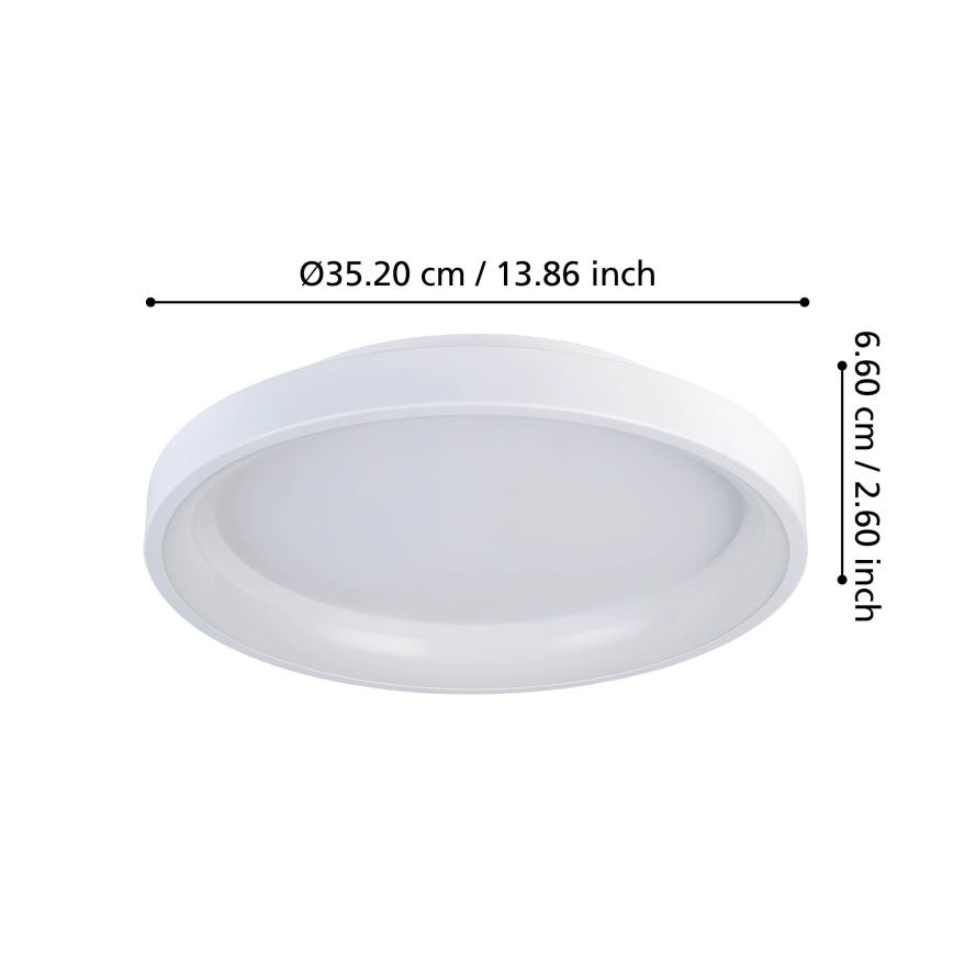 Eglo - LED Pritemdomas lubinis šviestuvas LED/12W/230V 2700-6500K balta + nuotolinio valdymo pultas