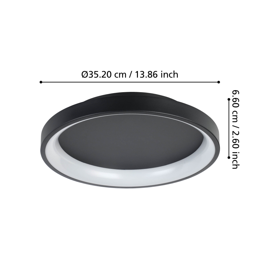 Eglo - LED Pritemdomas lubinis šviestuvas LED/12W/230V 2700-6500K juoda + nuotolinio valdymo pultas