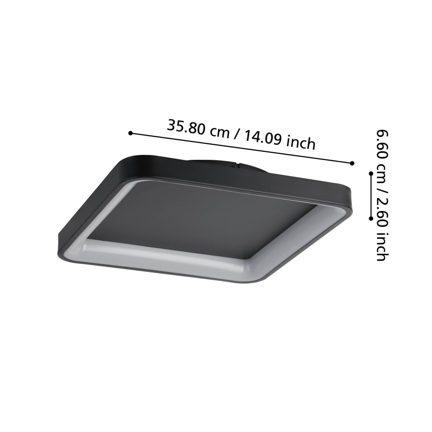 Eglo - LED Pritemdomas lubinis šviestuvas LED/12W/230V 2700-6500K juoda + nuotolinio valdymo pultas