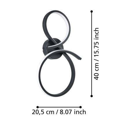 Eglo - LED sieninis šviestuvas LED/11,4W/230V 3000K juoda