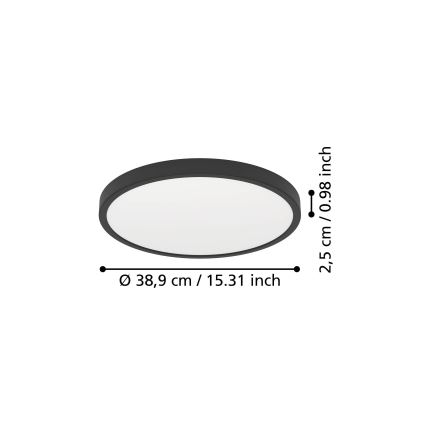 Eglo - LED lubinis šviestuvas LED/17W/230V 2700/4000/6500K skersmuo 38,9 cm juodas