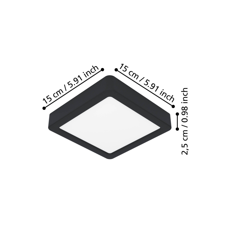 Eglo - LED lubinis šviestuvas LED/7W/230V 2700/4000/6500K 15x15cm juodas