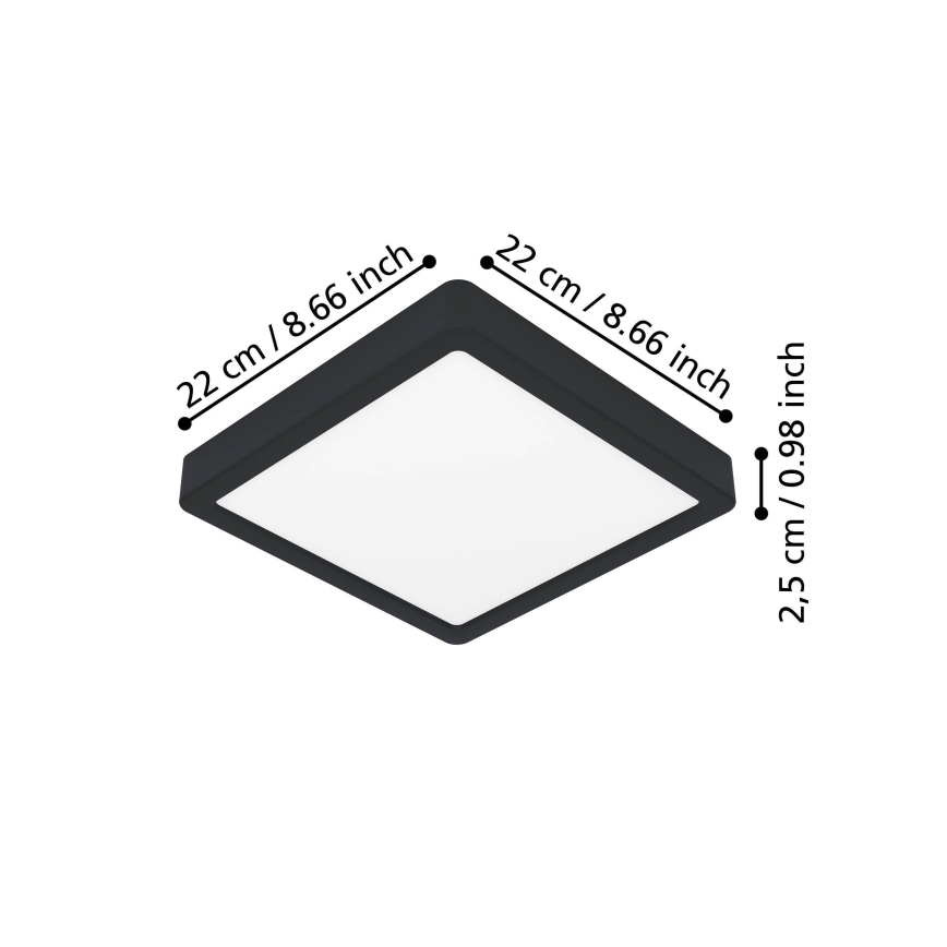 Eglo - LED lubinis šviestuvas LED/10,5W/230V 2700/4000/6500K 22x22cm juodas