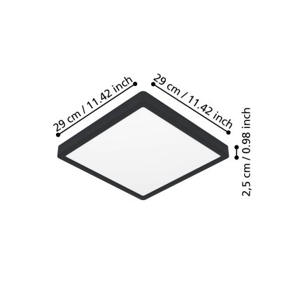 Eglo - LED lubinis šviestuvas LED/13W/230V 2700/4000/6500K 29x29cm juodas