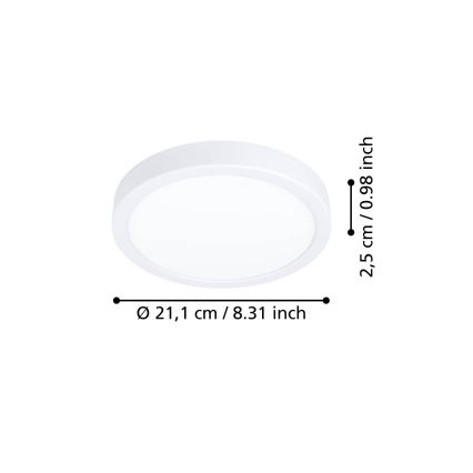 Eglo - LED lubinis šviestuvas LED/11,5W/230V 2700/4000/6500K, skersmuo 21,1 cm, baltas