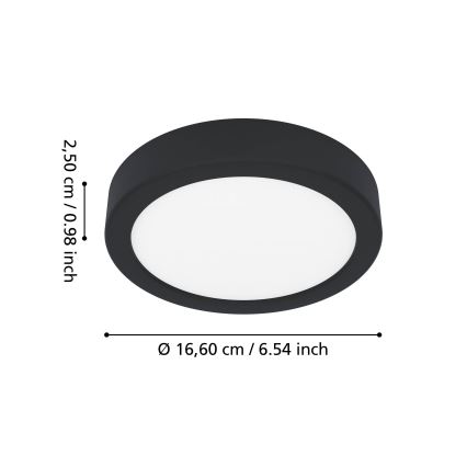 Eglo - Vonios kambario lubinis LED šviestuvas LED/7,5W/230V 2700/4000/6500K Ø 16,6 cm IP44 juodas