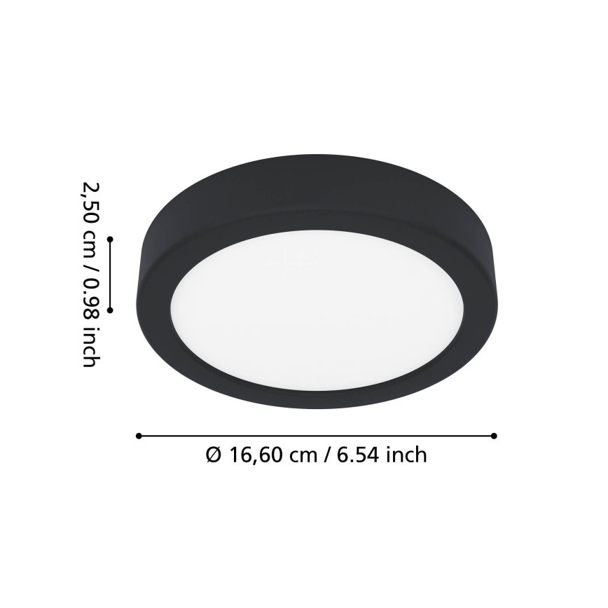 Eglo - Vonios kambario lubinis LED šviestuvas LED/7,5W/230V 2700/4000/6500K Ø 16,6 cm IP44 juodas