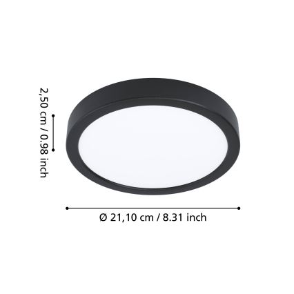 Eglo - LED vonios kambario lubinis šviestuvas LED/11,5W/230V 2700/4000/6500K skersmuo 21,1 cm IP44 juodas