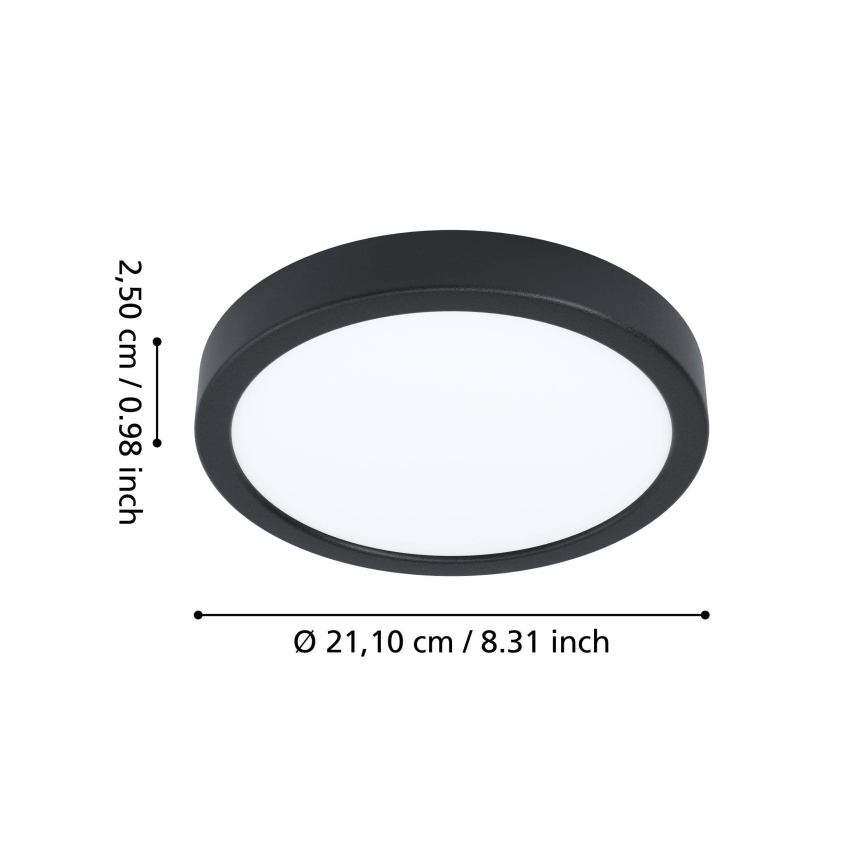 Eglo - LED vonios kambario lubinis šviestuvas LED/11,5W/230V 2700/4000/6500K skersmuo 21,1 cm IP44 juodas