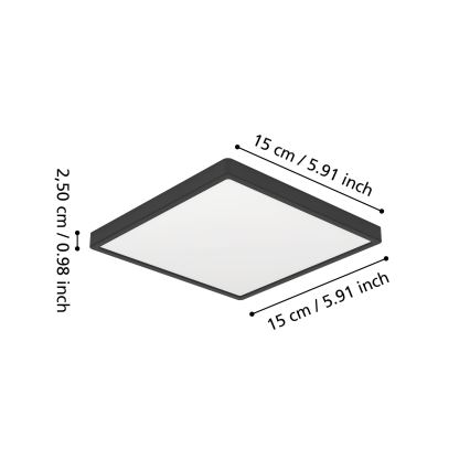 Eglo - LED vonios lubinis šviestuvas LED/7W/230V 2700/4000/6500K 15x15 cm IP44 juodas