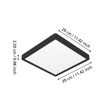 Eglo - LED vonios lubinis šviestuvas LED/13W/230V 29x29 cm IP44 juodas