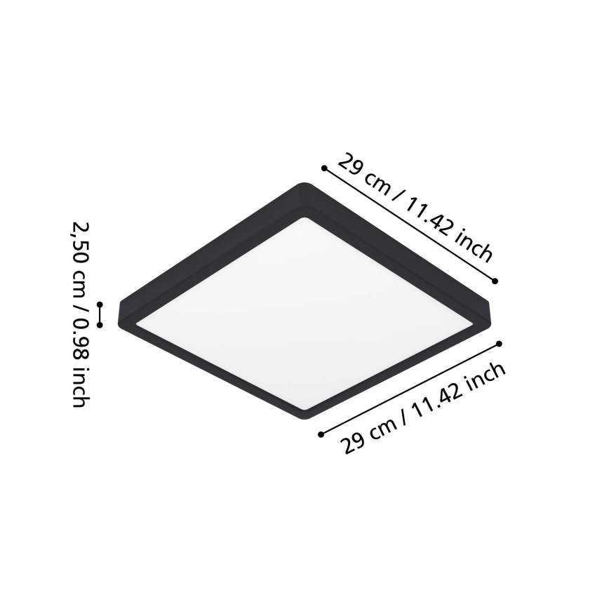 Eglo - LED vonios lubinis šviestuvas LED/13W/230V 29x29 cm IP44 juodas