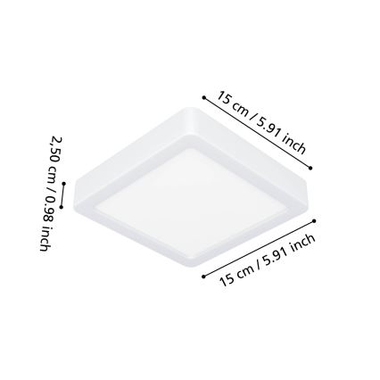 Eglo - LED vonios kambario lubinis šviestuvas LED/7W/230V 2700/4000/6500K 15x15 cm IP44 baltas
