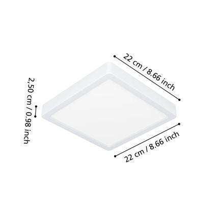 Eglo - LED lubų šviestuvas voniai, 10,5 W, 230 V, 22x22 cm, IP44, baltas