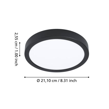 Eglo - LED RGBW dimeriuojamas vonios lubų šviestuvas LED/11,2W/230V 2700-6500K skers. 21,1cm IP44 juoda