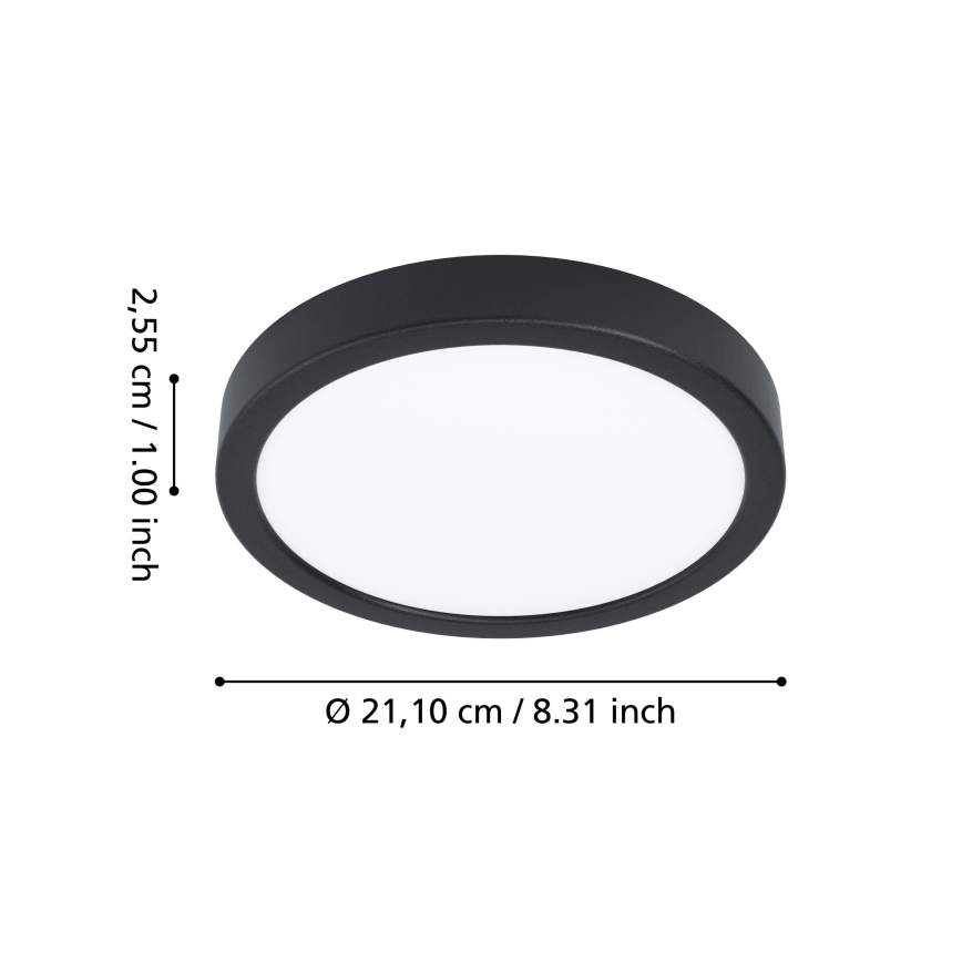 Eglo - LED RGBW dimeriuojamas vonios lubų šviestuvas LED/11,2W/230V 2700-6500K skers. 21,1cm IP44 juoda