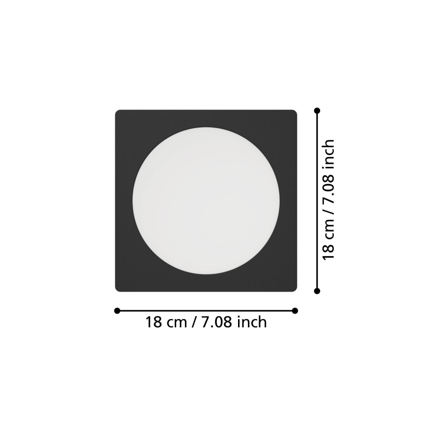 Eglo - LED įleidžiamasis šviestuvas LED/10,5W/230V 2700/4000/6500K 16,6x16,6 cm juodas