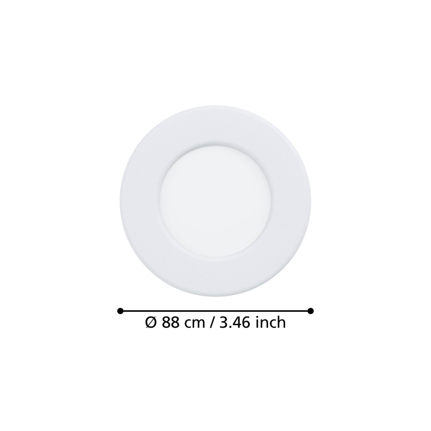 Eglo - Įleidžiamas LED šviestuvas, 3,7 W, 230 V, 2700/4000/6500 K, Ø 8,8 cm, baltas