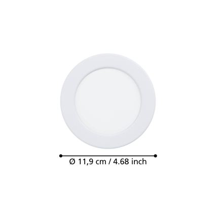 Eglo - įleidžiamas LED šviestuvas LED/6,3 W/230 V 2700/4000/6500 K, skersmuo 11,9 cm, baltas
