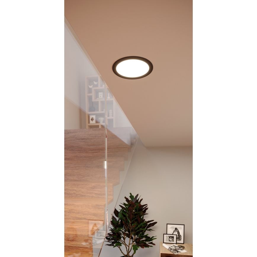 Eglo - LED RGBW dimeriuojamas vonios kambario įleidžiamasis šviestuvas LED/9,5W/230V 2700-6500K skersmuo 16,8 cm IP44 juodas