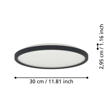 Eglo - LED lubinis vonios šviestuvas LED/13,9W/230V 2700/4000/6500K diametras 30 cm IP44 juoda