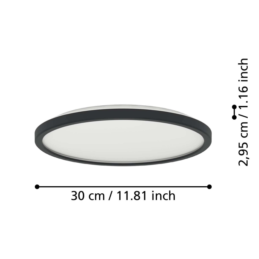 Eglo - LED lubinis vonios šviestuvas LED/13,9W/230V 2700/4000/6500K diametras 30 cm IP44 juoda