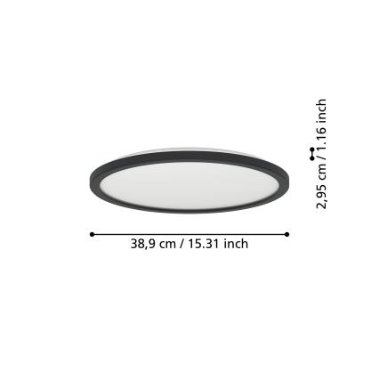 Eglo - LED lubinis vonios šviestuvas LED/18,5W/230V 2700K/4000K/6500K diametras 38,9 cm IP44 juoda