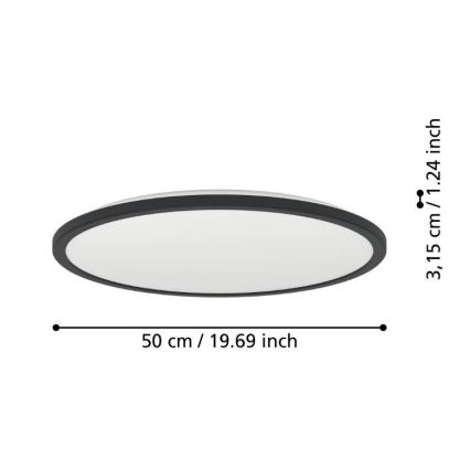 Eglo - LED lubinis vonios šviestuvas LED/16,8W/230V 2700/4000/6500K diametras 50 cm IP44 juoda