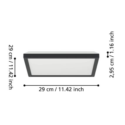 Eglo - LED lubinis vonios šviestuvas LED/13,4W/230V 2700/4000/6500K 29x29 cm IP44 juoda