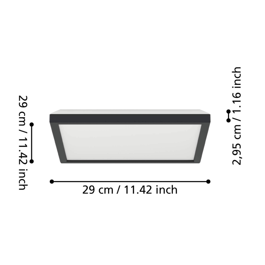 Eglo - LED lubinis vonios šviestuvas LED/13,4W/230V 2700/4000/6500K 29x29 cm IP44 juoda