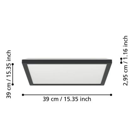 Eglo - LED lubinis vonios šviestuvas LED/17,6W/230V 2700/4000/6500K 39x39 cm IP44 juoda